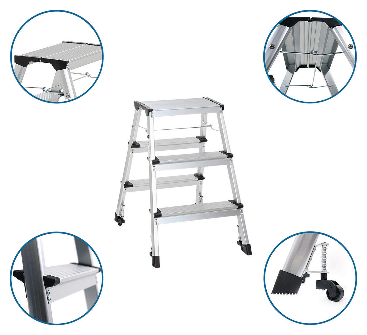 KLAPPTRITTLEITER - Alufarben, Basics, Metall (43/67/21cm) - MID.YOU