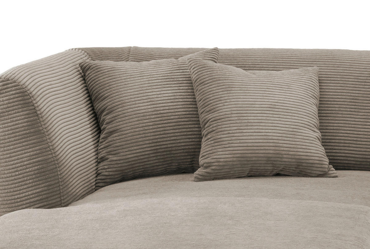 ECKSOFA Graubraun Cord  - Graubraun/Schwarz, MODERN, Holz/Textil (160/264cm) - MID.YOU
