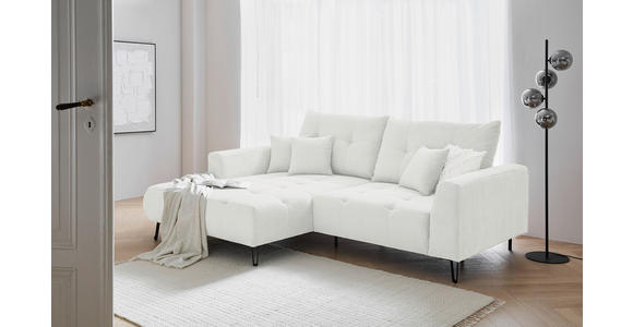 ECKSOFA in Cord Weiß  - Schwarz/Weiß, KONVENTIONELL, Textil/Metall (185/250cm) - Carryhome