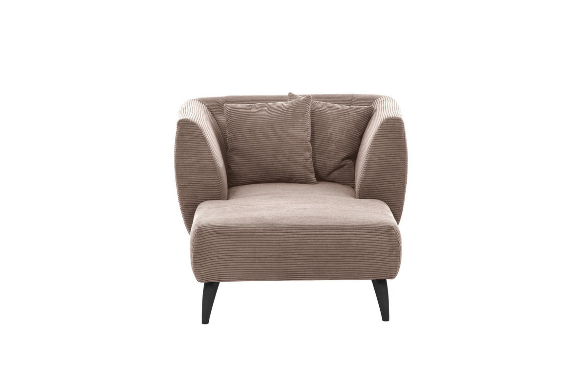XXL-SESSEL in Cord Graubraun  - Graubraun/Schwarz, Modern, Holz/Textil (108/84/155cm) - MID.YOU