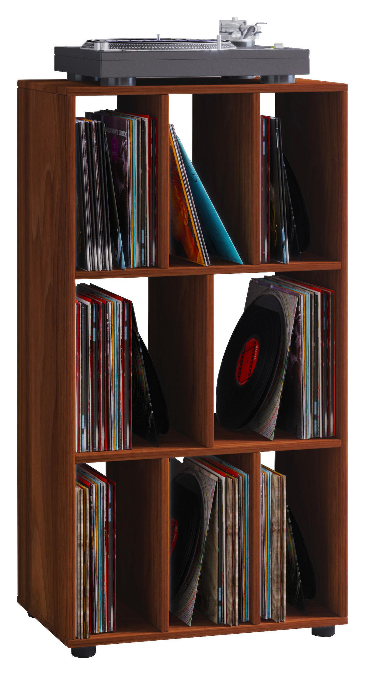 SCHALLPLATTENREGAL - Nussbaumfarben, Modern, Holzwerkstoff/Kunststoff (60/115/36cm) - MID.YOU