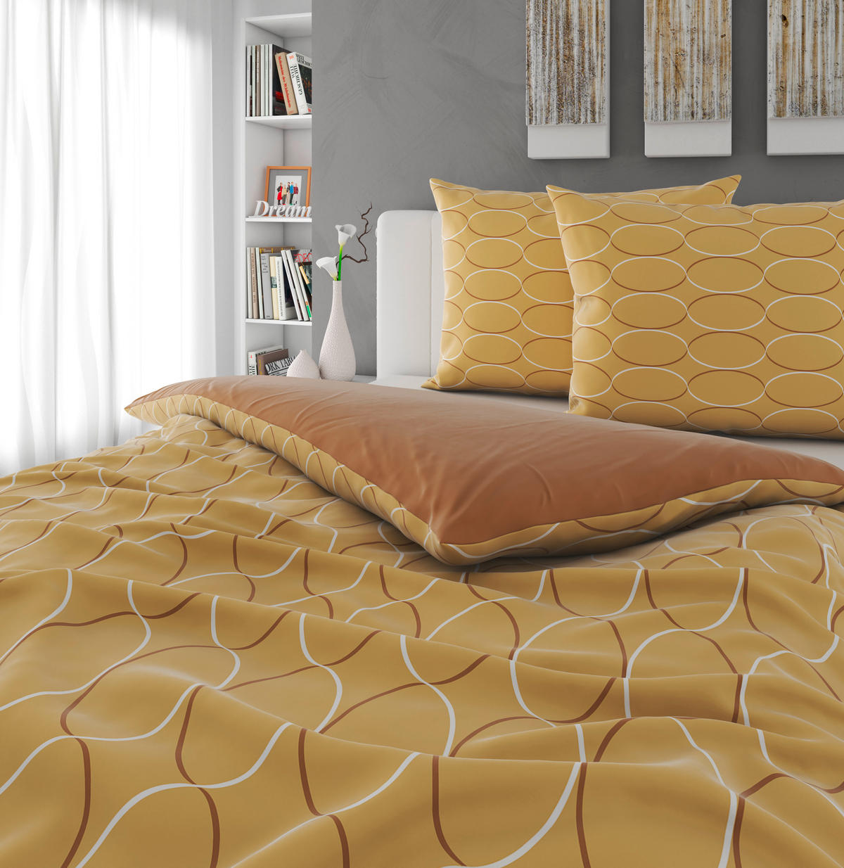 WENDEBETTWÄSCHE Mavie Satin 200/200 cm  - Gelb, KONVENTIONELL, Textil (200/200cm) - Novel