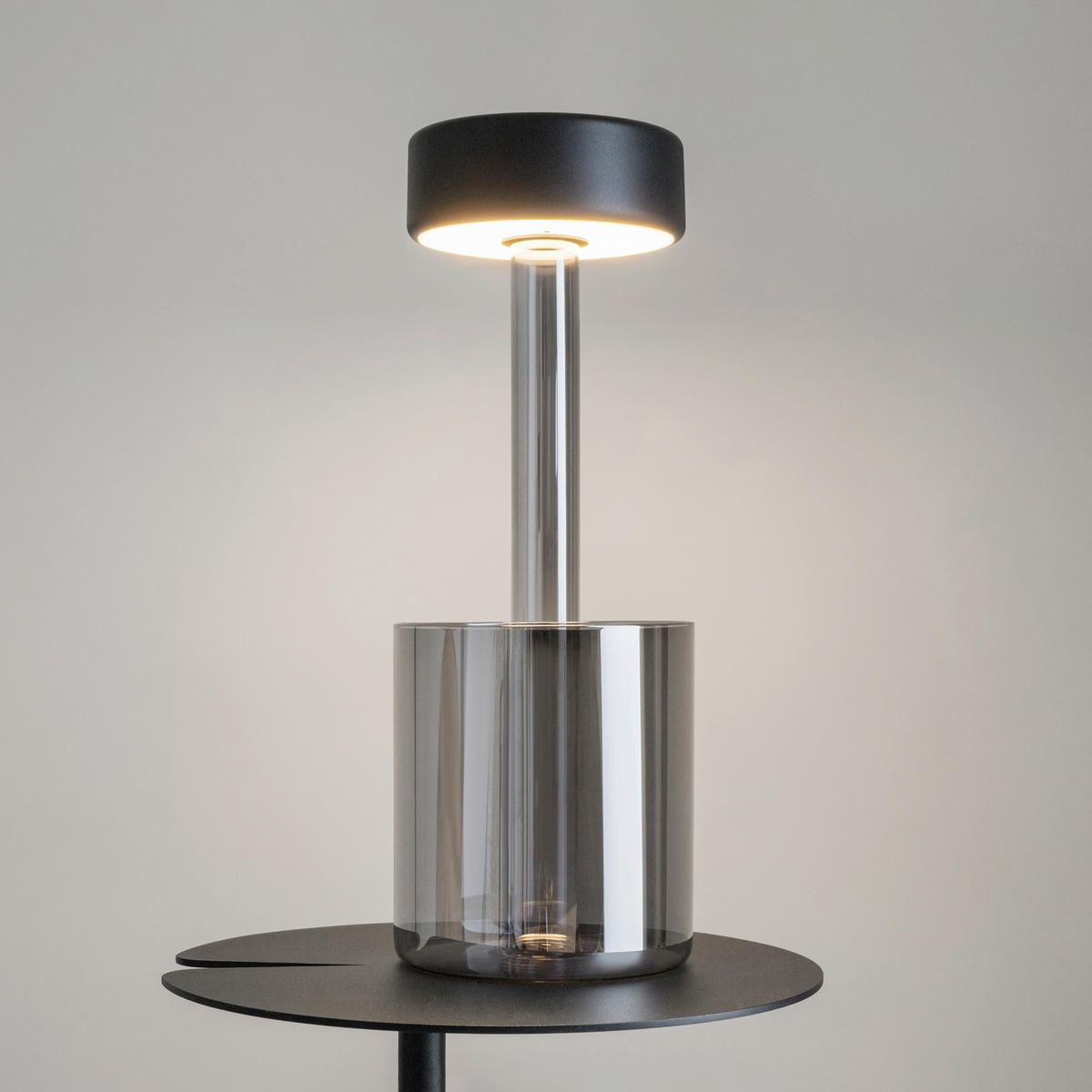AKKU-TISCHLEUCHTE - Transparent/Schwarz, Design, Glas/Metall (12/34,8cm) - MAYTONI
