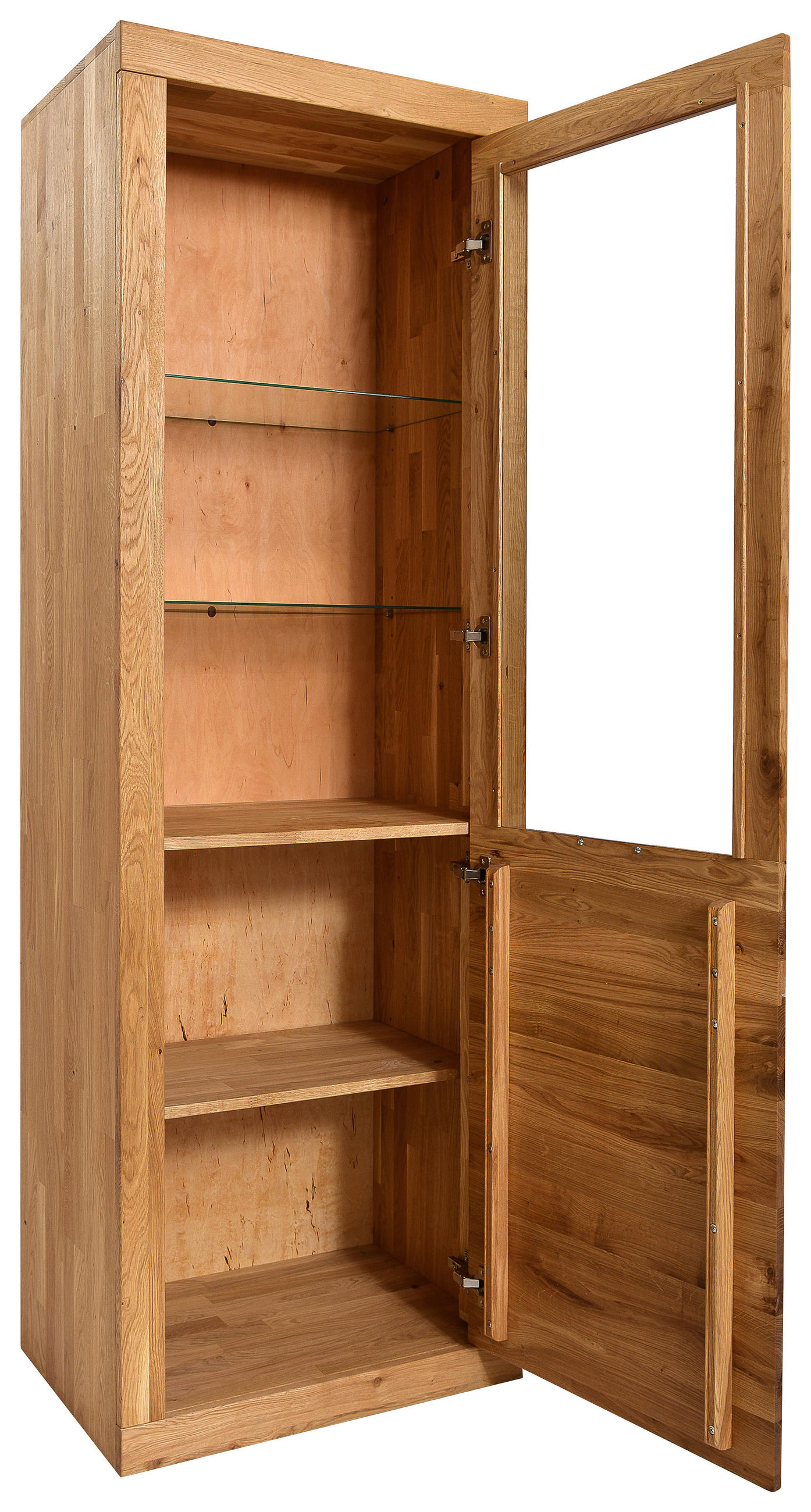 VITRINE in massiv Wildeiche Wildeiche  - Wildeiche/Alufarben, Natur, Glas/Holz (65/192/42cm) - Carryhome