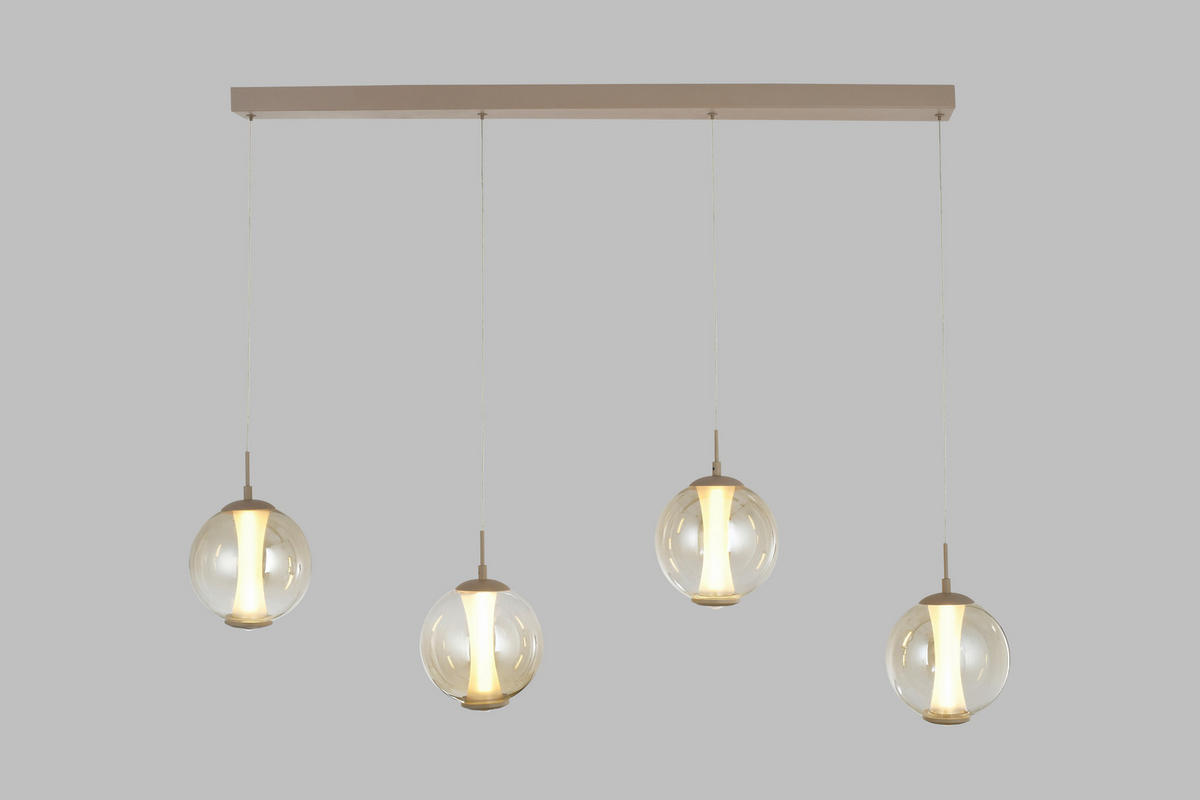 LED-HÄNGELEUCHTE Orleans 120/150/18 cm  - Sandfarben, Design, Glas/Metall (120/150/18cm)