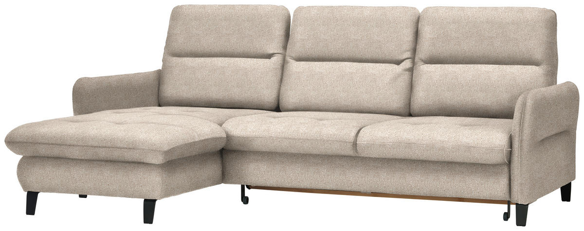 ECKSOFA Beige Plüsch  - Beige/Schwarz, KONVENTIONELL, Textil/Metall (190/254cm) - Livetastic