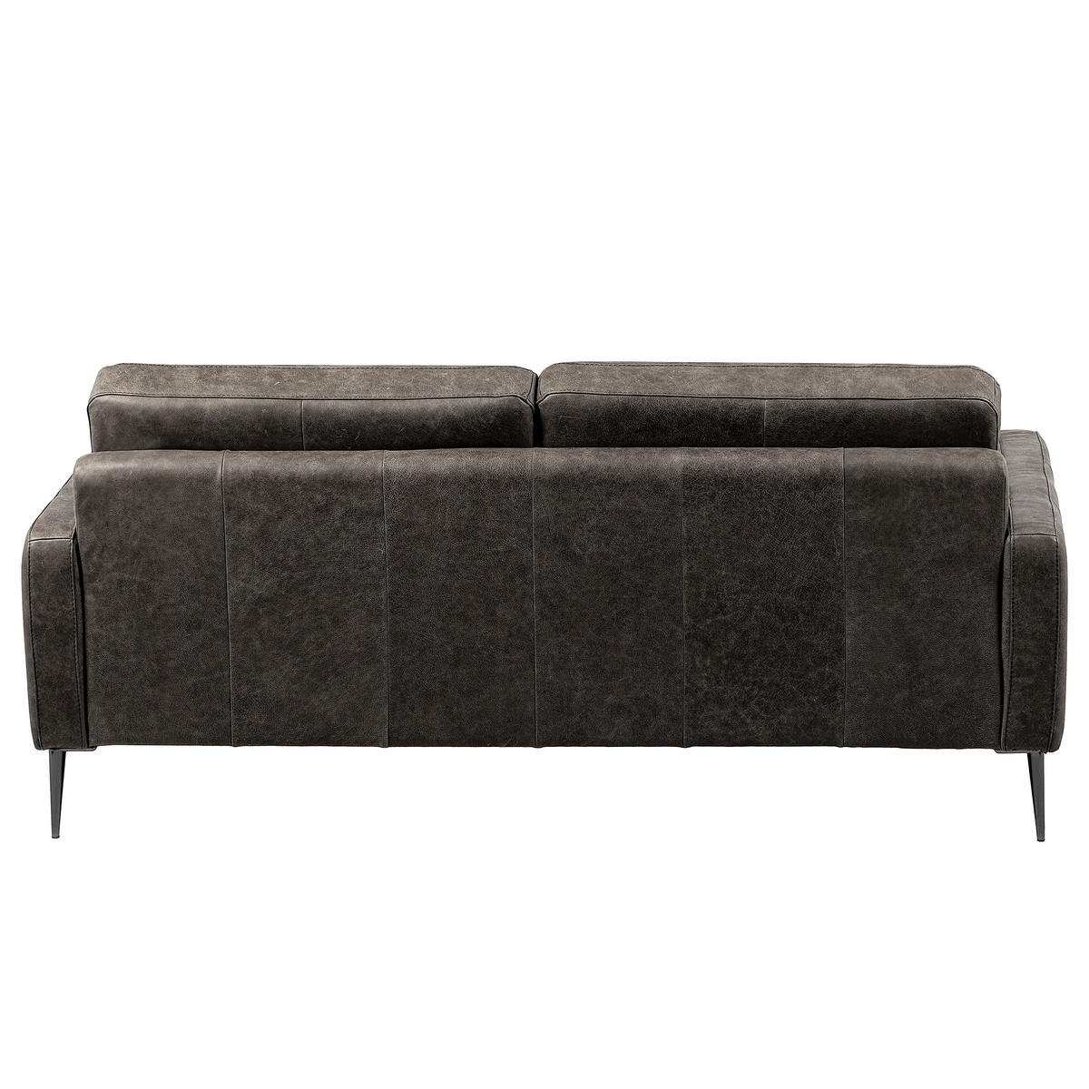 2-SITZER-SOFA SPRING in Lederlook Echtleder Dunkelgrau  - Dunkelgrau/Schwarzchrom, Design, Leder/Textil (157/85/92cm) - Livetastic