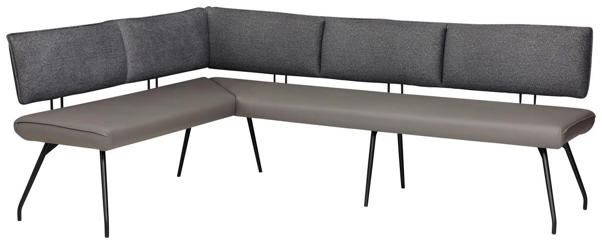 ECKBANK 175/245 cm Mikrofaser Anthrazit, Grau, Schwarz   - Anthrazit/Schwarz, Design, Textil/Metall (175/245cm) - Moderano