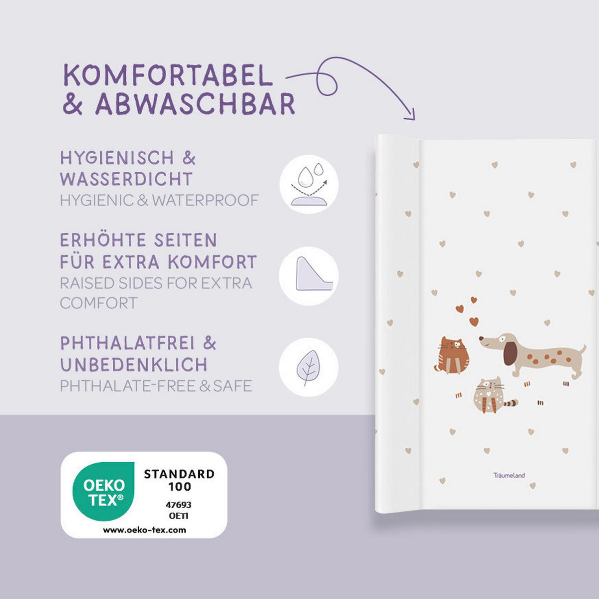 WICKELAUFLAGE Cats & Dogs  - Multicolor, Basics, Kunststoff (50/70/5cm) - Träumeland