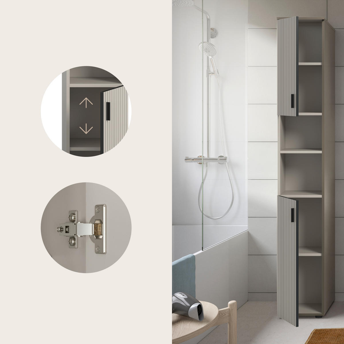 HÖGSKÅP  - svart/kashmir, Trend, trämaterial/plast (30/192/30cm) - MID.YOU