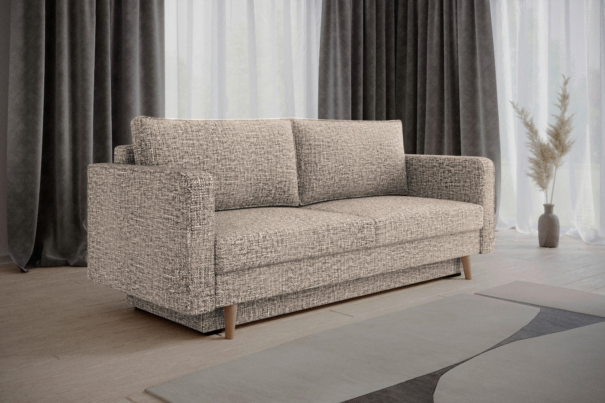 SCHLAFSOFA COCO Braun  inkl. Rückenkissen, Schlaffunktion  - Erlefarben/Schwarz, Design, Holzwerkstoff/Kunststoff (232/90/97cm) - MID.YOU