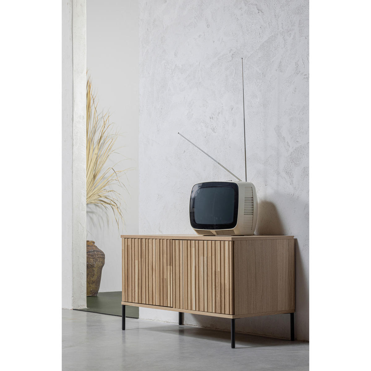 LOWBOARD Gravure 100/56/44 cm   - Schwarz/Naturfarben, Design, Holz/Metall (100/56/44cm) - Livetastic