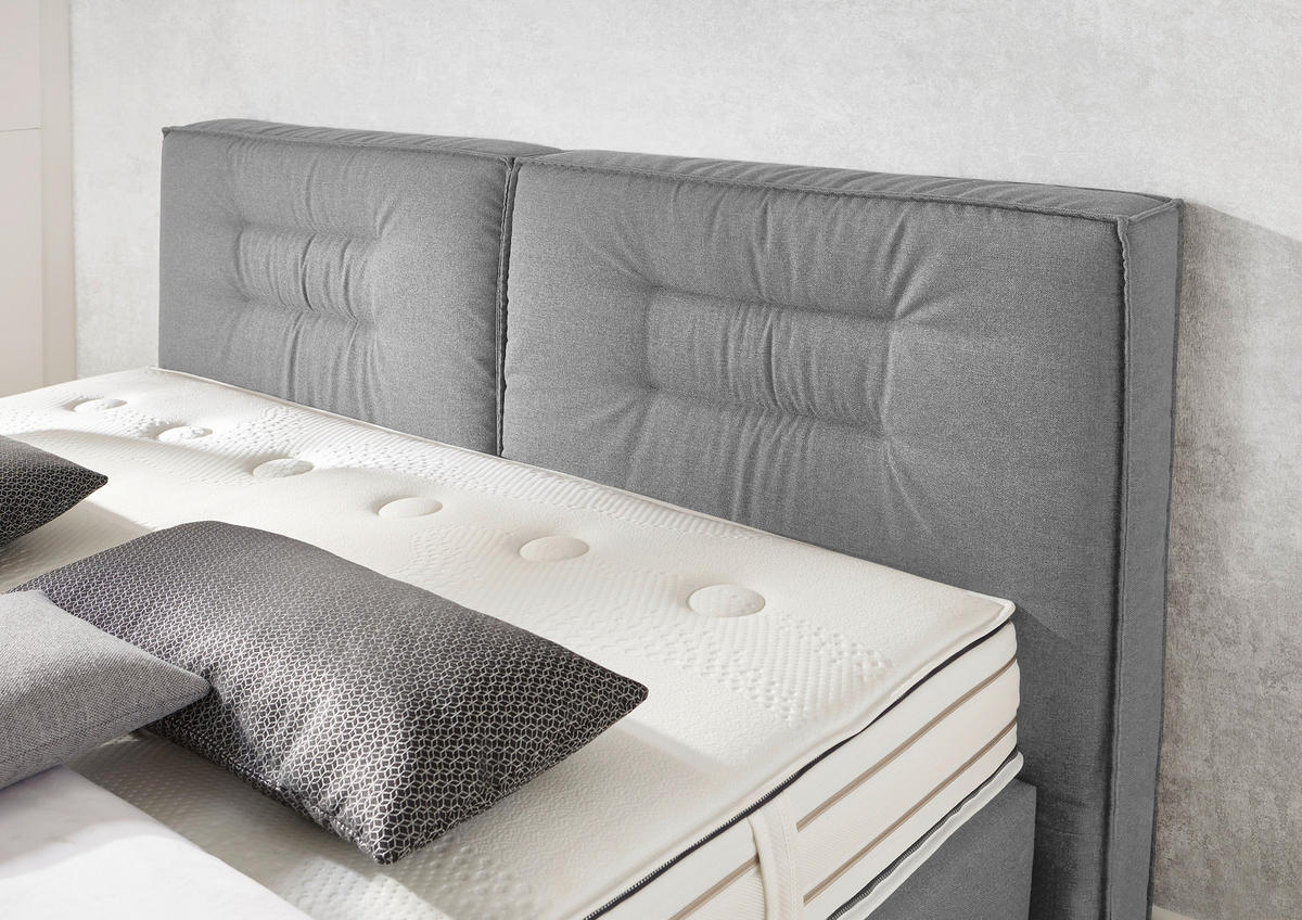 BOXSPRINGBETT 180/200 cm  in Hellgrau  - Chromfarben/Hellgrau, Konventionell, Textil (180/200cm) - Dieter Knoll