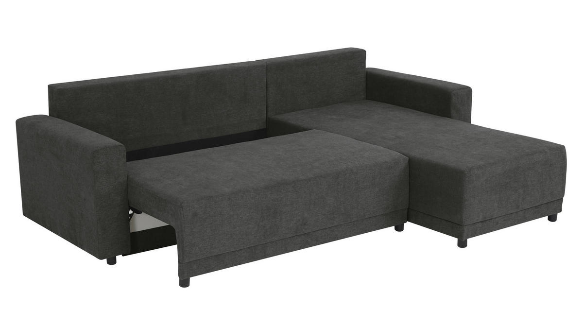 ECKSOFA in Mikrofaser Anthrazit  178/248 cm  - Anthrazit/Schwarz, Design, Kunststoff/Textil (178/248cm) - MID.YOU