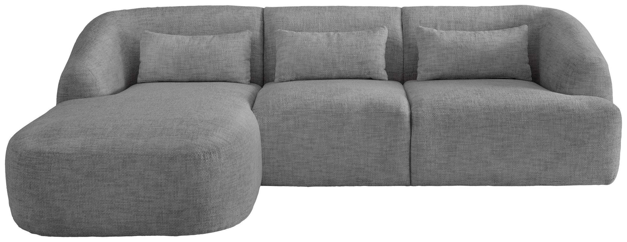ECKSOFA in Struktur Silberfarben  - Silberfarben/Schwarz, Modern, Kunststoff/Textil (160/256cm) - Livetastic