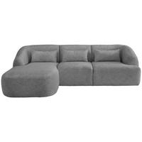 ECKSOFA in Struktur Silberfarben  - Silberfarben/Schwarz, Modern, Kunststoff/Textil (160/256cm) - Livetastic