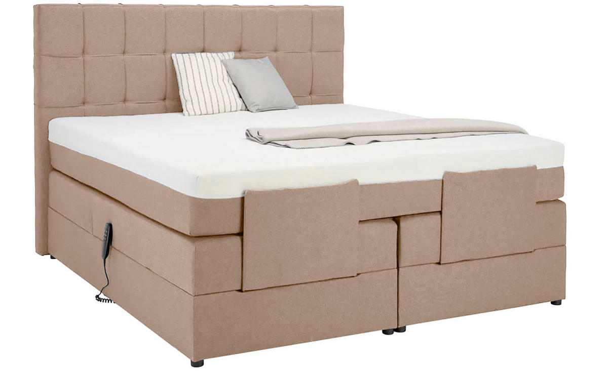 BOXSPRINGBETT 140/200 cm  in Haselnussfarben  - Schwarz/Haselnussfarben, Basics, Holzwerkstoff/Kunststoff (140/200cm) - Moderano