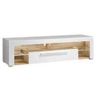MEDIABÄNK vit, ekfärgad  153/44/44 cm  - vit/aluminiumfärg, Design, metall/trämaterial (153/44/44cm) - Carryhome