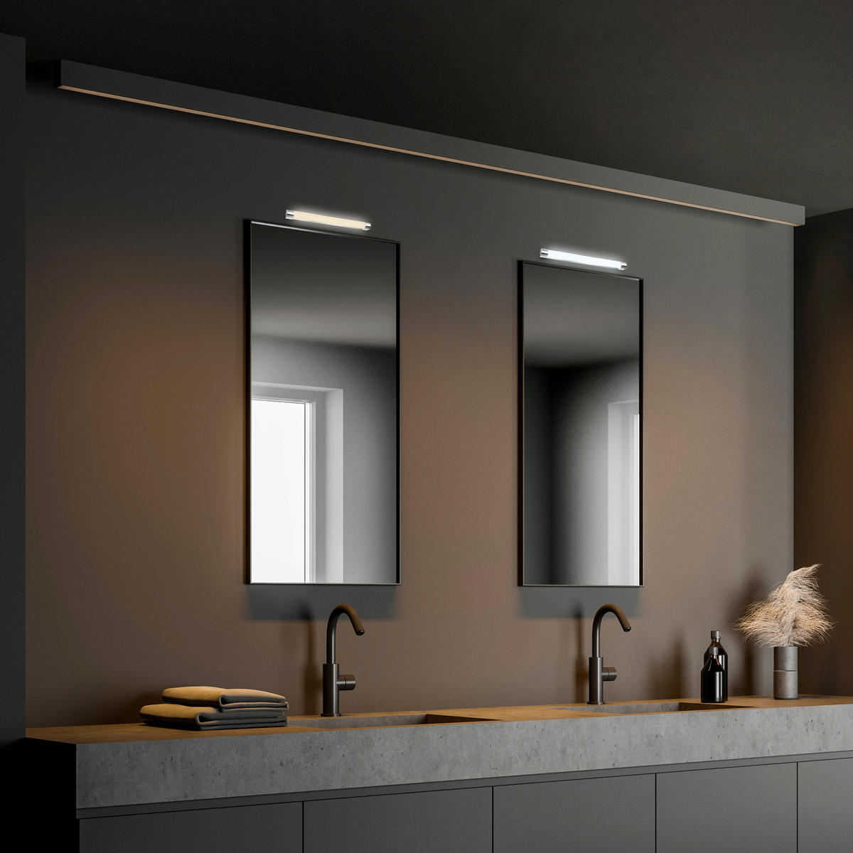 FÜRDŐSZOBAI FALILÁMPA - krómszínű, Basics, műanyag/fém (6,7/5,4/59,2cm)