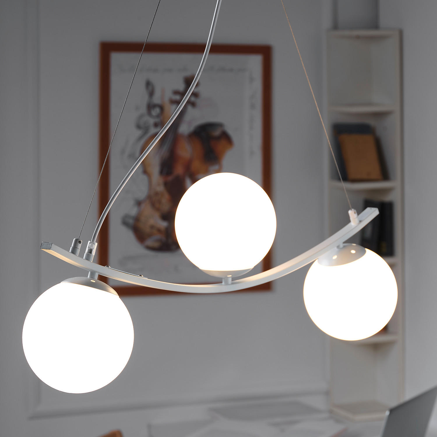 HÄNGELEUCHTE 73/15/90 cm   - Weiß, Design, Kunststoff/Metall (73/15/90cm)