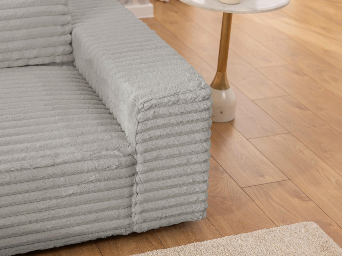 ECKSOFA Cord Grau  - Schwarz/Grau, Design, Kunststoff/Textil (251/142cm) - P & B
