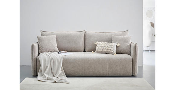 SCHLAFSOFA  in Webstoff Taupe  - Taupe/Schwarz, KONVENTIONELL, Kunststoff/Textil (224/90/107cm) - Carryhome