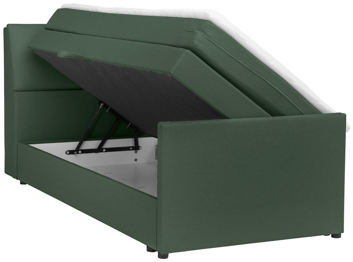BOXSPRINGBETT 120/200 cm  in Grün  - Schwarz/Grün, MODERN, Holz/Textil (120/200cm) - MID.YOU