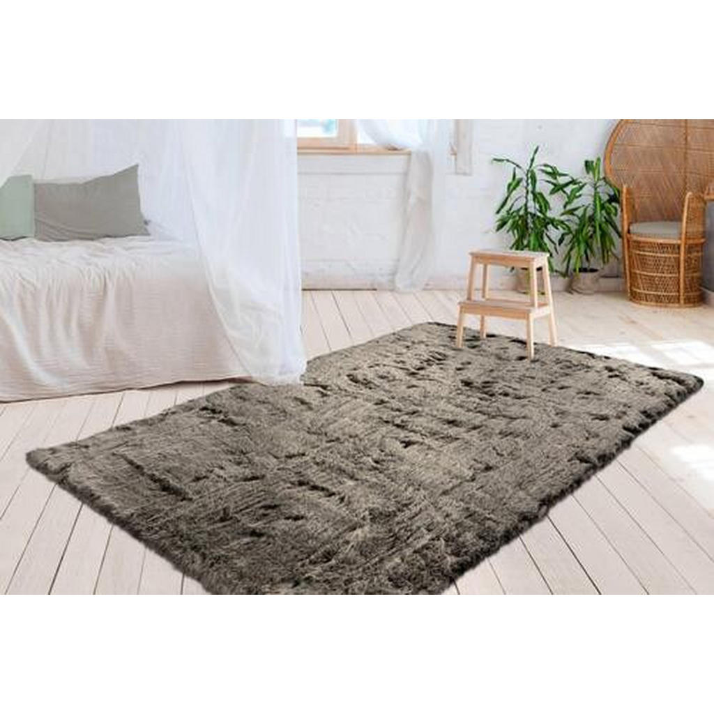 Thumbnail - Kayoom Fellteppich, Braun, Olivgrün, Textil, 120x170 cm, pflegeleicht, Teppiche & Böden, Teppiche, Naturteppiche