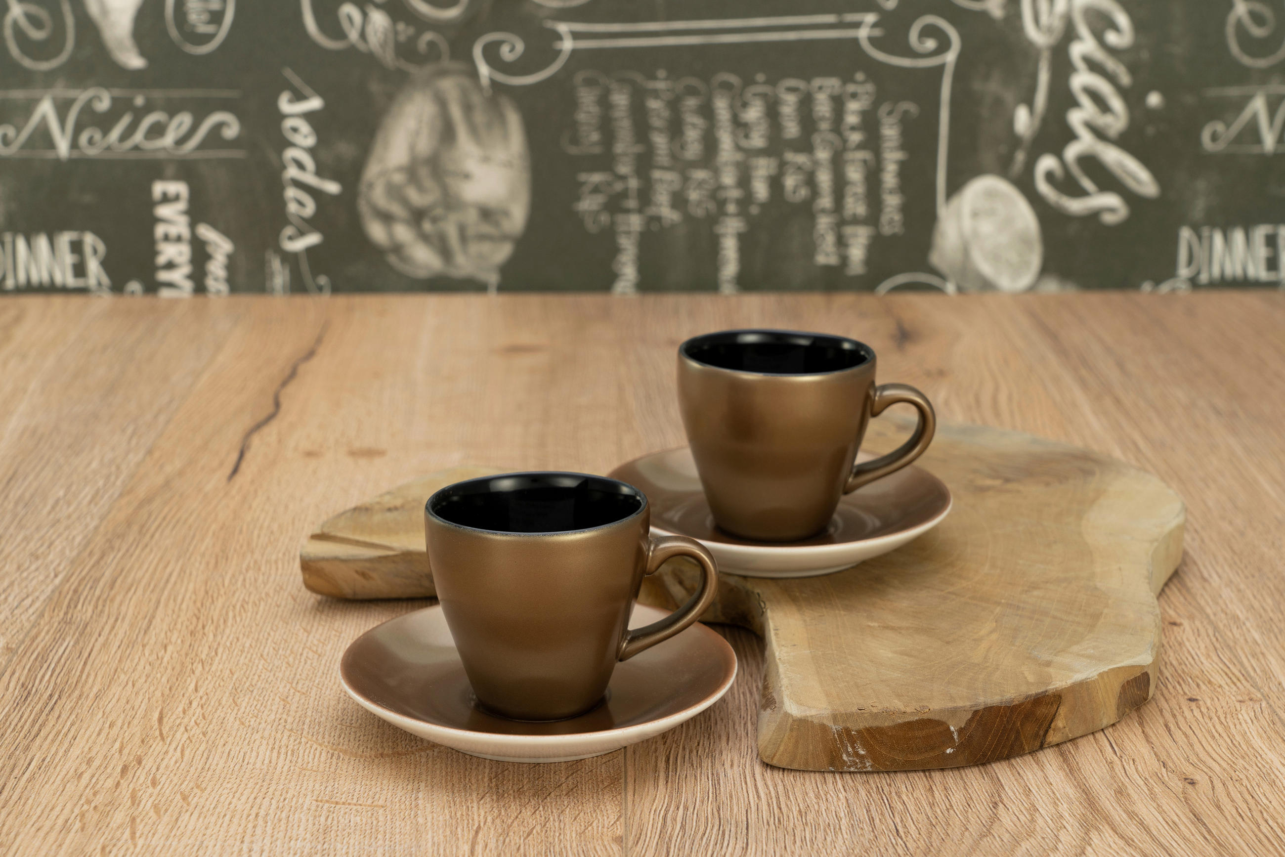 TASSENSET Golden Days black 4-teilig  - Goldfarben/Schwarz, Basics, Keramik - Creatable
