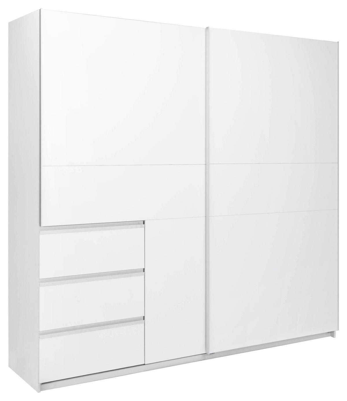 SCHIEBETÜRENSCHRANK 215/205/61,5 cm 2-türig Weiß  - Weiß, MODERN, Holzwerkstoff/Metall (215/205/61,5cm) - MID.YOU