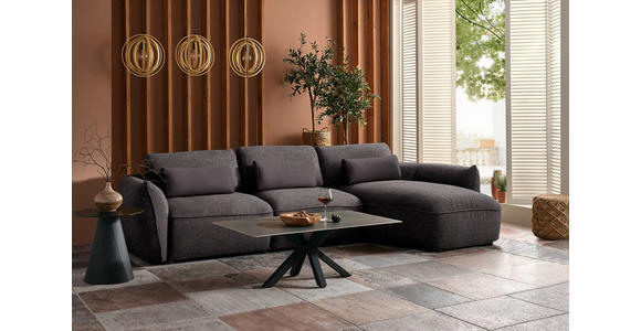 ECKSOFA  in Chenille Dunkelbraun  340/190 cm  - Dunkelbraun/Schwarz, Design, Kunststoff/Textil (340/190cm) - Belluti