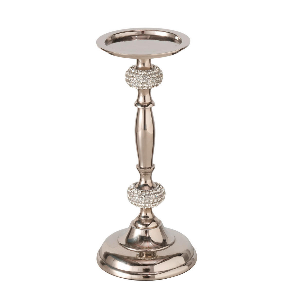 SVEČNIK - srebrne barve, Basics, kovina/steklo (11,5/11,5/26cm)