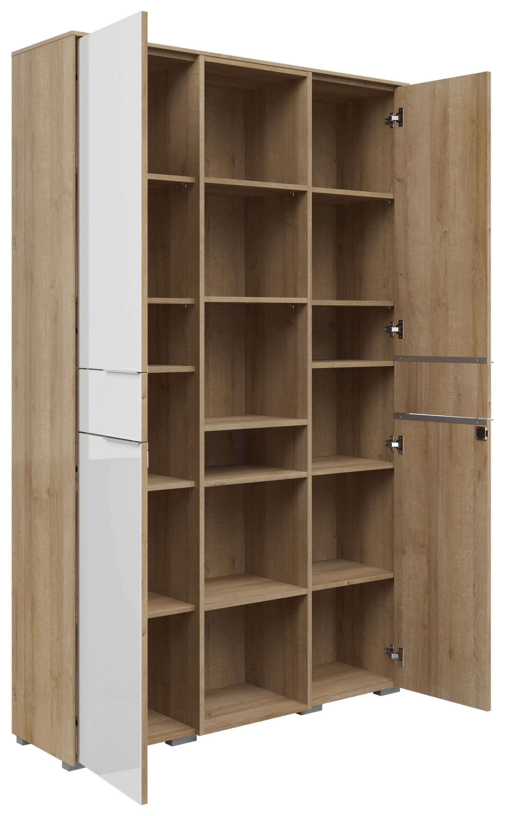 SCHRANK - Eichefarben/Weiß, KONVENTIONELL, Glas/Holzwerkstoff (122/199/37cm) - Voleo