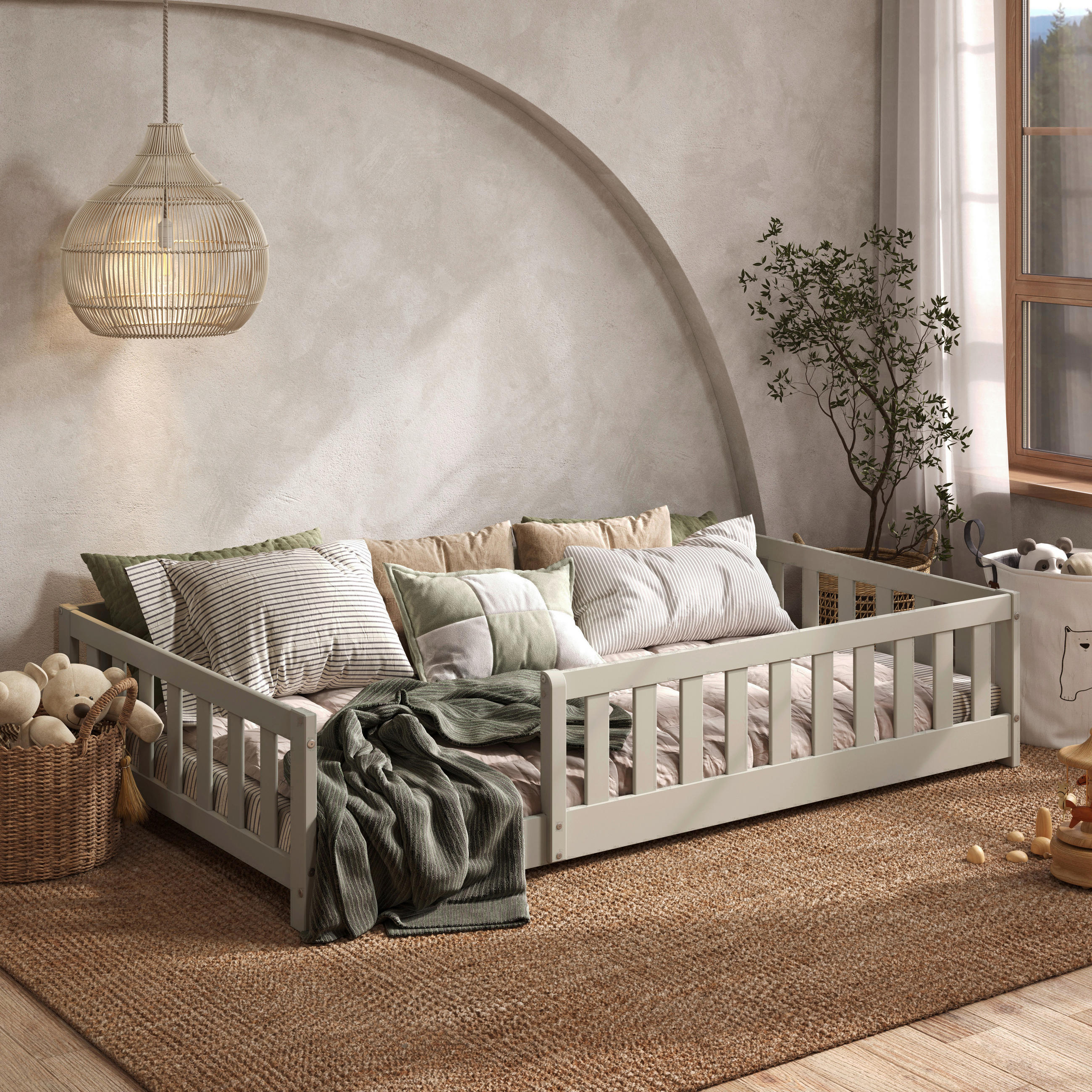 BODENBETT. 120/200 cm  in Taupe  - Taupe, MODERN, Holz/Holzwerkstoff (120/200cm) - P & B