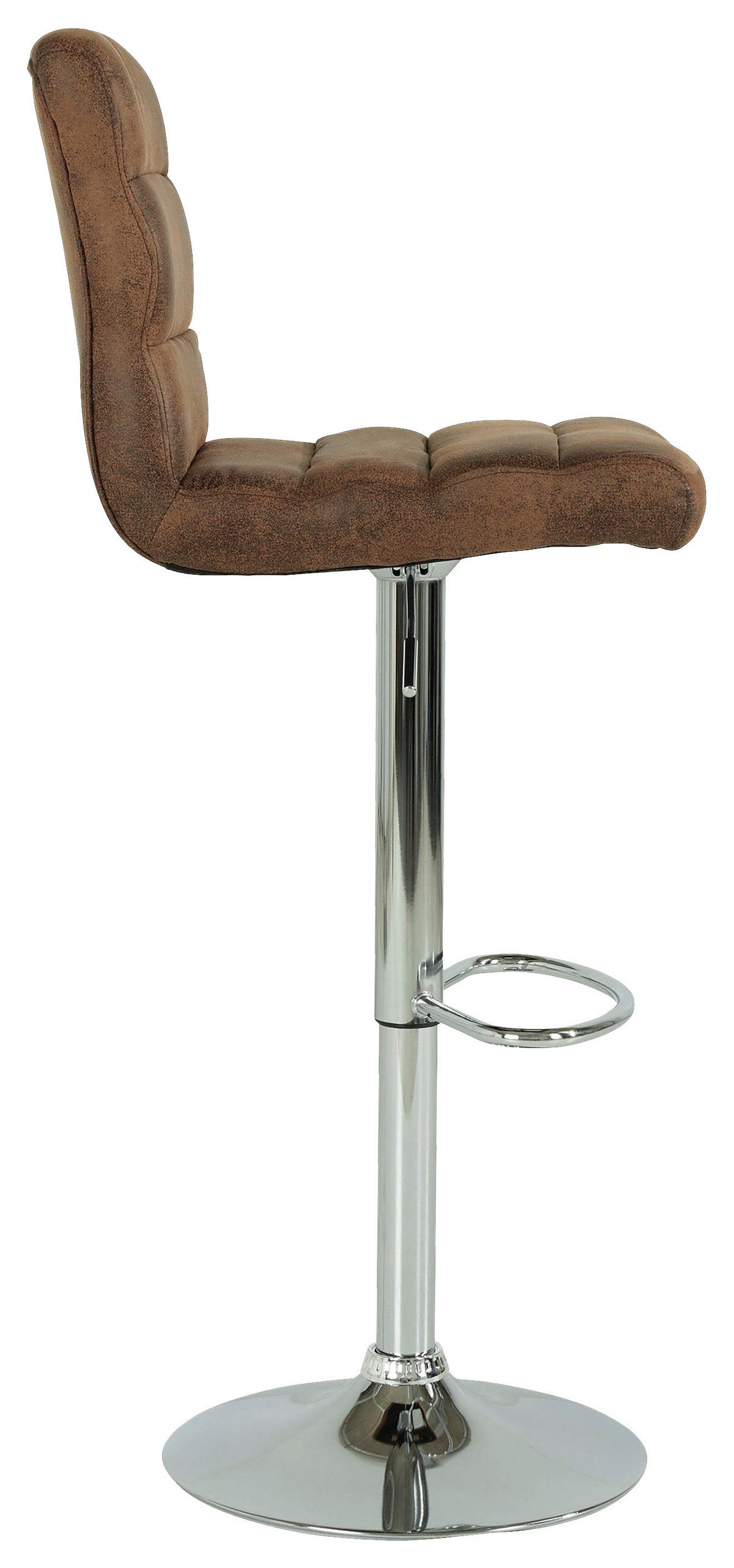 BARHOCKER-SET Lederlook Braun Stahl Sitzfläche 360° drehbar  - Chromfarben/Braun, MODERN, Textil/Metall (42/98-120/51cm) - MID.YOU