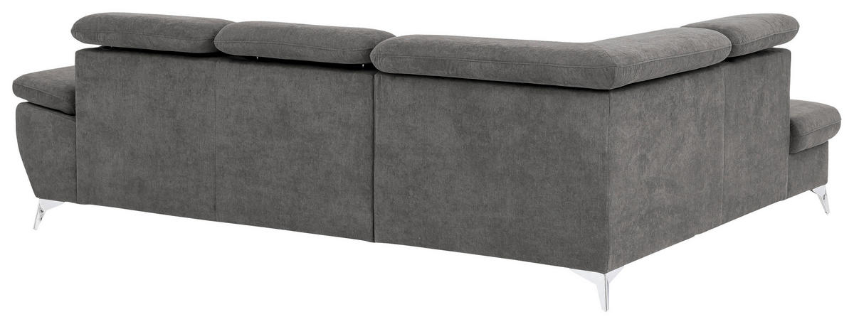 SEDEŽNA GARNITURA, šenilja siva  - barve kroma/siva, Konvencionalno, kovina/tekstil (256/83-99/209cm) - Welnova