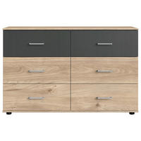 KOMODA, barve grafita, barve hrasta  - barve hrasta/barve aluminija, Moderno, umetna masa/leseni material (130/83/41cm) - Xora