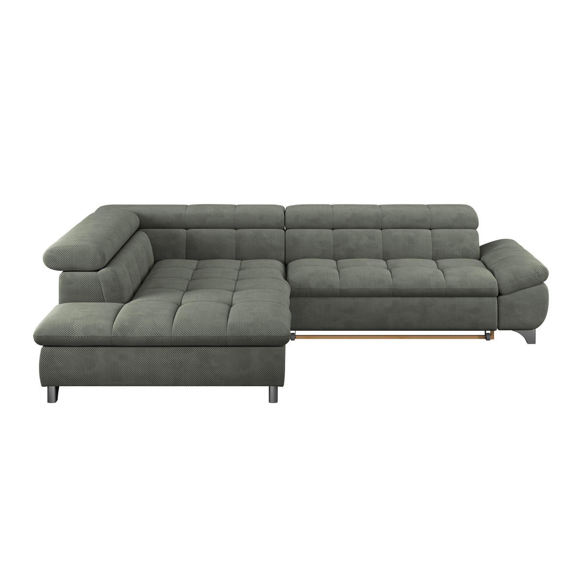 ECKSOFA Grün Chenille  - Chromfarben/Grün, KONVENTIONELL, Textil/Metall (234/312cm) - Livetastic