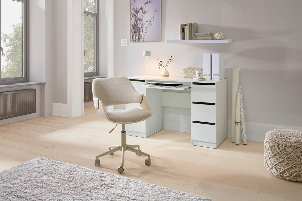DREHSTUHL Leinenoptik Naturfarben, Beige  - Beige/Naturfarben, Modern, Holz/Kunststoff (51/78/88/57cm) - MID.YOU