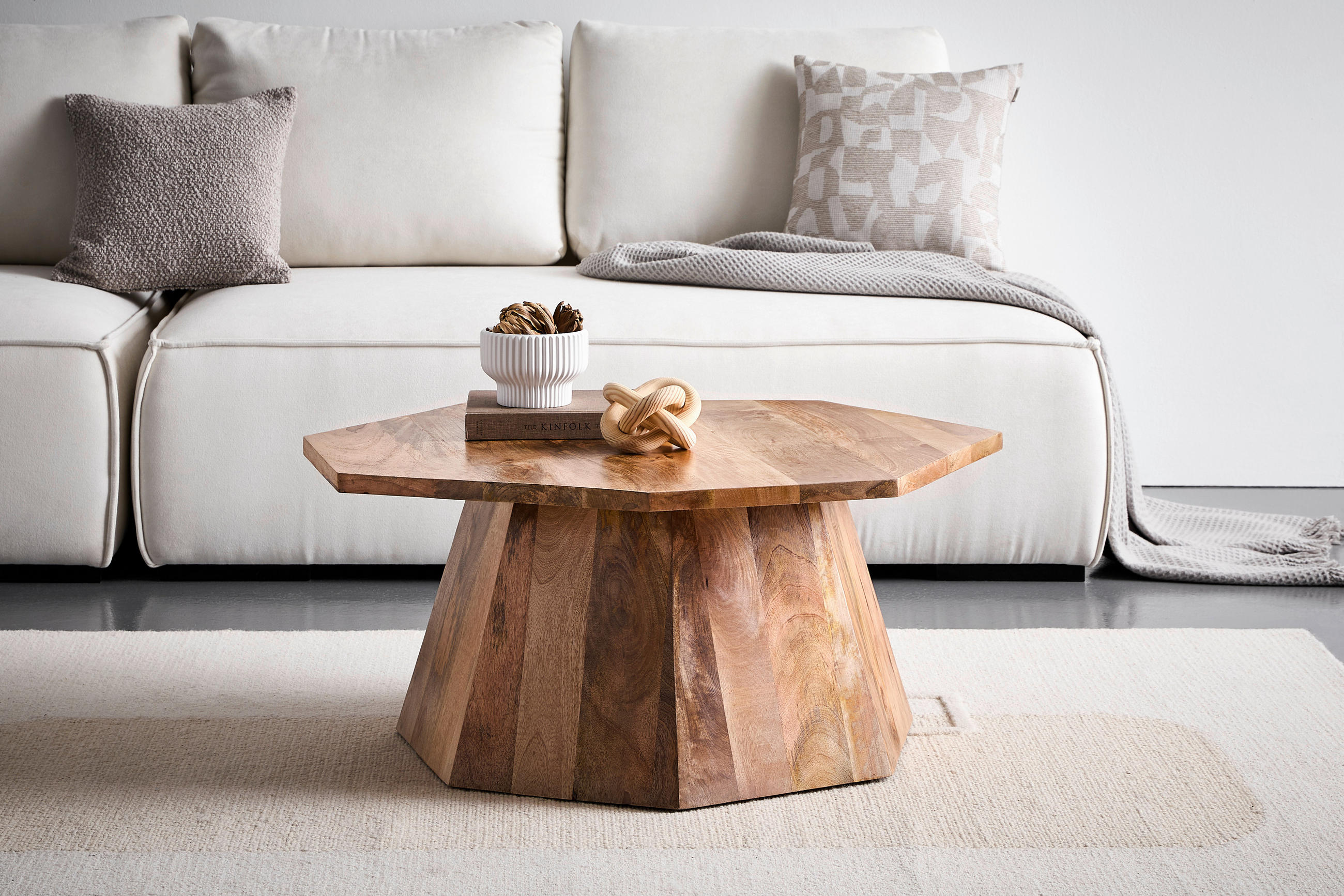 COUCHTISCH Mangoholz vollmassiv achteckig Naturfarben  - Naturfarben, Design, Holz (80/40/80cm) - Livetastic