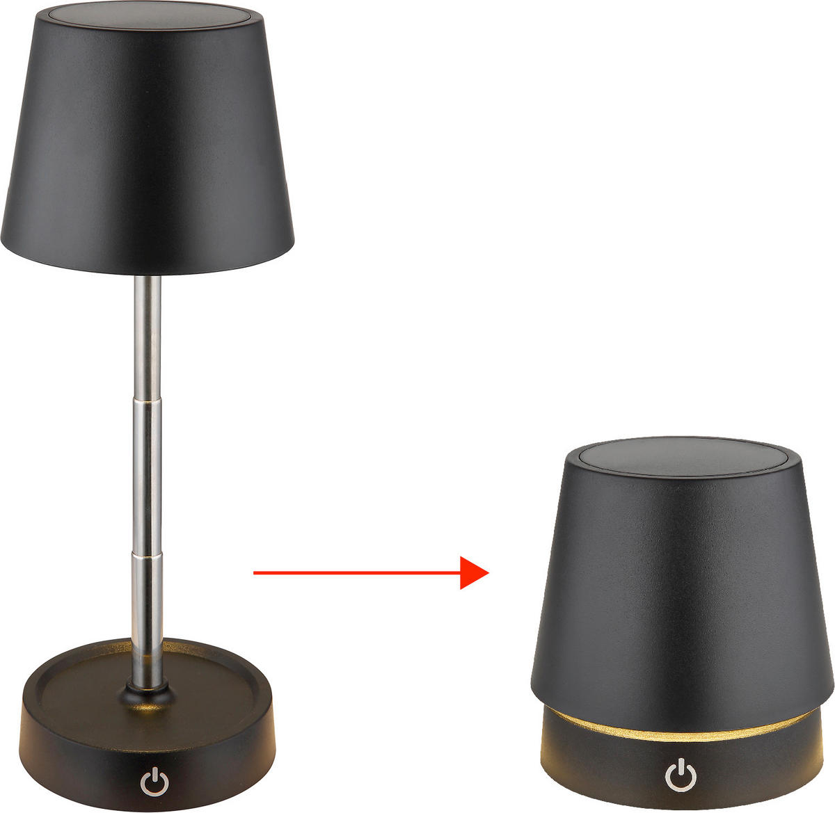 PORTABEL LAMPA Carlos 10,6/10,5-28 cm   - kromfärg/svart, Basics, metall/plast (10,6/10,5-28cm) - Globo