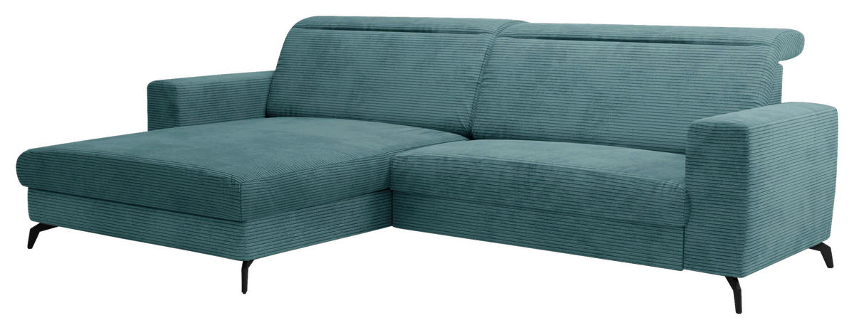 ECKSOFA Cord Petrol  - Petrol/Schwarz, Konventionell, Textil/Metall (178/290cm) - Sit & More