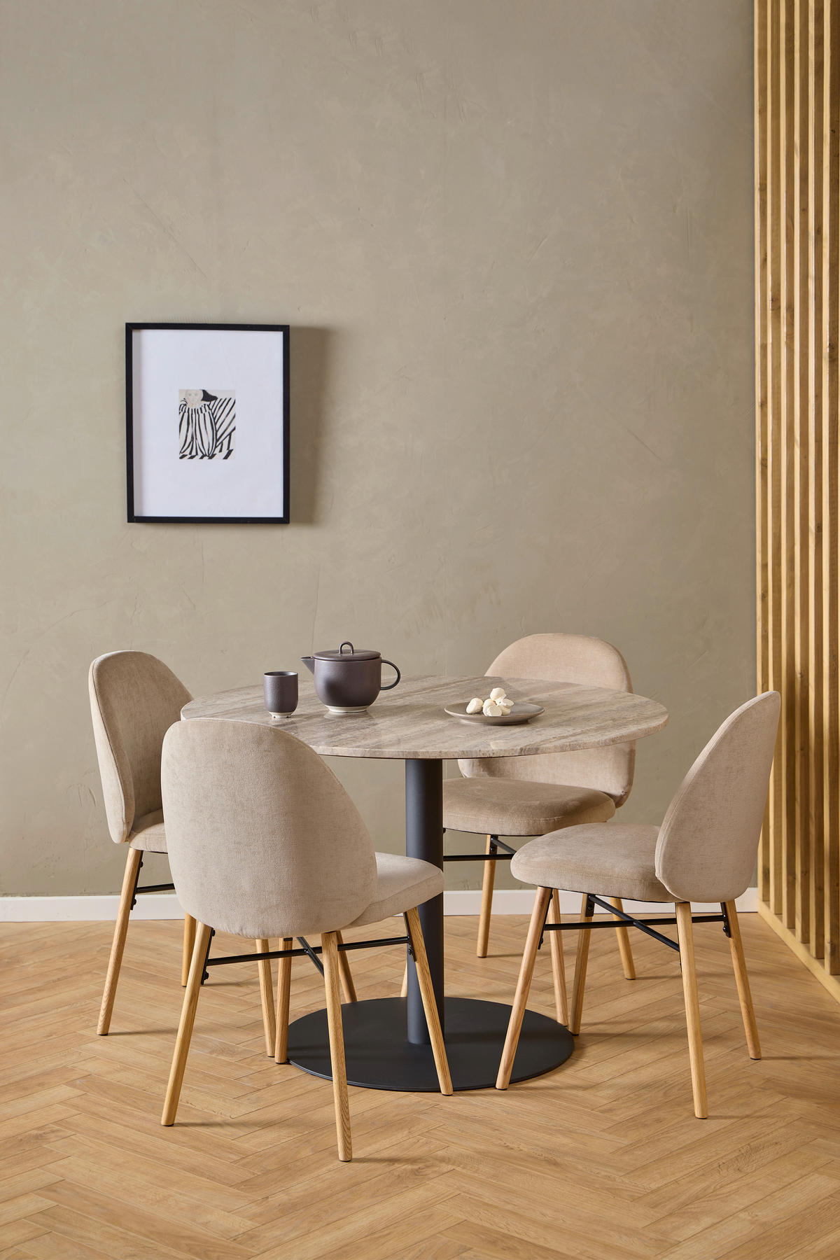 STUHL  in  - Eichefarben/Beige, Design, Holz/Textil (58,5/80/60cm) - MID.YOU