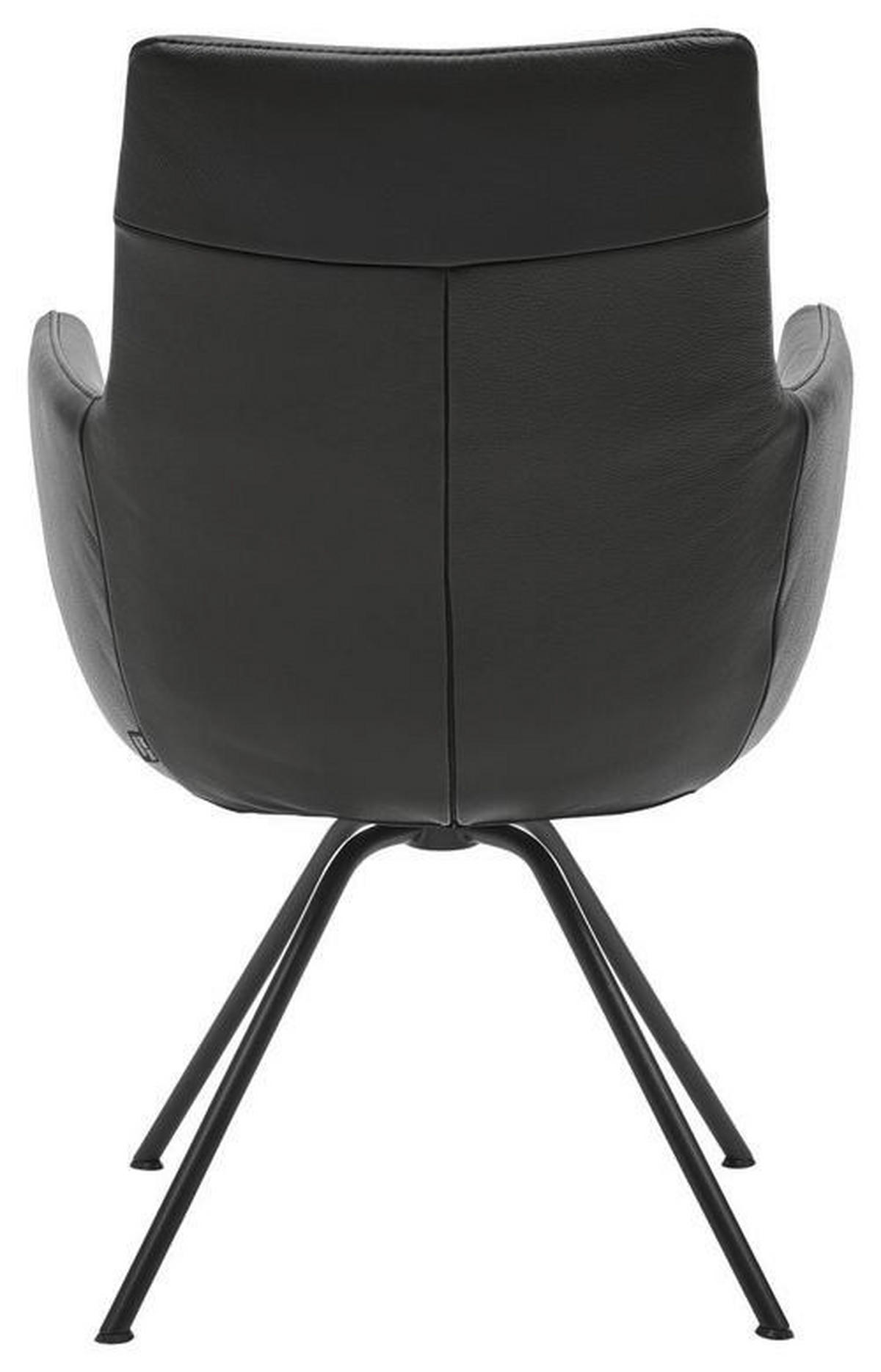 ARMLEHNSTUHL  in Stahl Echtleder pigmentiert  - Schwarz, Design, Leder/Metall (60/90/61cm) - Dieter Knoll
