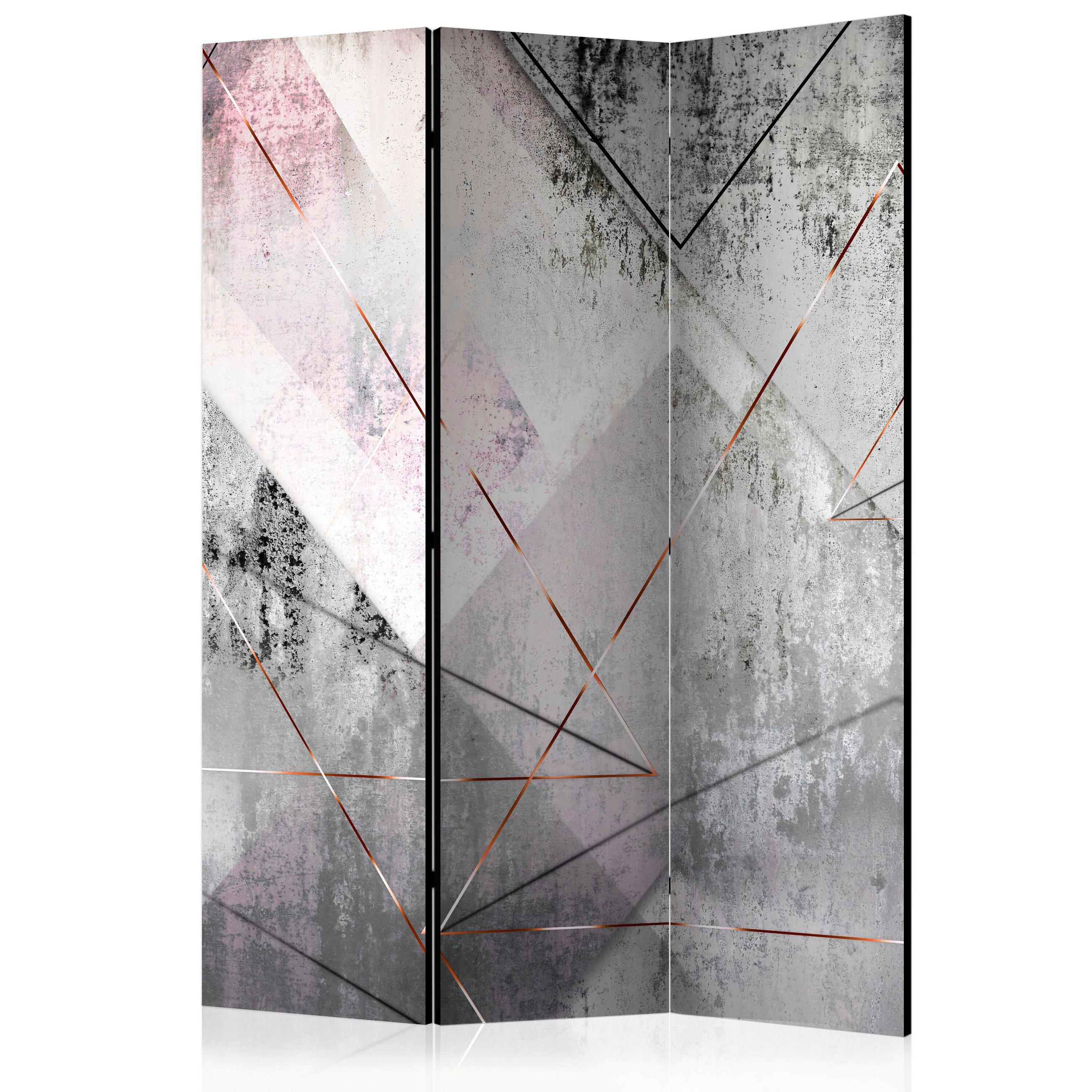 PARAVENT mit 3  Flügel - Hellrosa/Grau, Basics, Holz/Textil (135/172/3cm) - artgeist