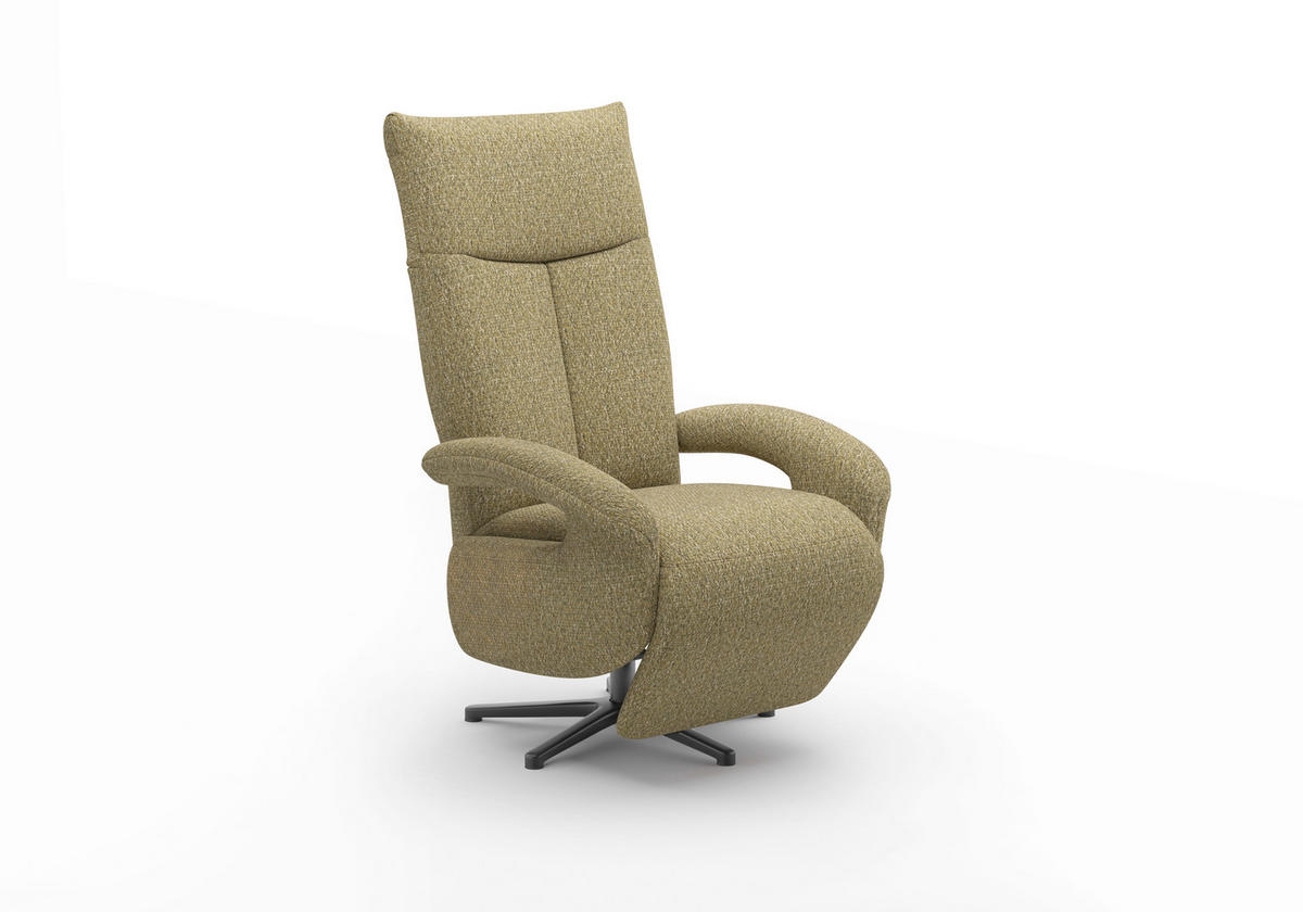 RELAXSESSEL Chenille Kopfteilverstellung, Rücken echt    - Schwarz/Olivgrün, MODERN, Textil/Metall (74/112/82cm) - Sit & More
