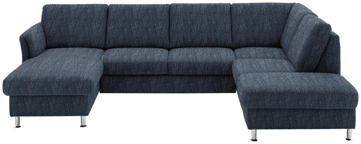WOHNLANDSCHAFT in Flachgewebe Dunkelblau  - Chromfarben/Dunkelblau, Konventionell, Textil/Metall (168/305/200cm) - Beldomo System