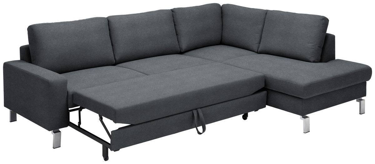 ECKSOFA in Flachgewebe Anthrazit  276/200 cm  - Chromfarben/Anthrazit, Design, Textil/Metall (276/200cm) - Hom`in