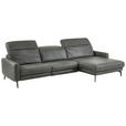 ECKSOFA Anthrazit Echtleder Kopfteilverstellung  - Anthrazit/Schwarz, Design, Leder/Metall (323/179cm) - Dieter Knoll