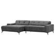 ECKSOFA Dunkelgrau Cord  - Dunkelgrau/Schwarz, KONVENTIONELL, Textil/Metall (165/295cm) - Carryhome